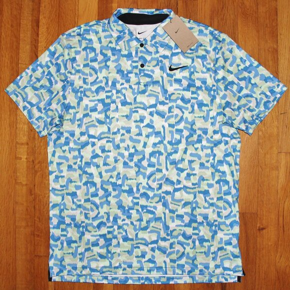 Nike Dri-Fit Tour Confetti Golf Polo Shirt Mens M XL Blue Green White - Picture 1 of 6